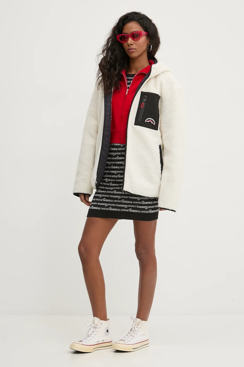 Кардиган с примесью шерсти Tommy Jeans цвет красный DW0DW19886 Кардиган с примесью шерсти Tommy Jeans цвет красный DW0DW19886