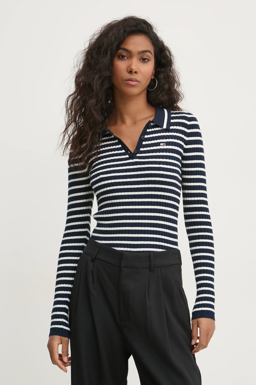 Tommy Jeans pulover din amestec de lana femei, culoarea albastru marin, light, DW0DW19887 Tommy Jeans pulover din amestec de lana femei, culoarea albastru marin, light, DW0DW19887