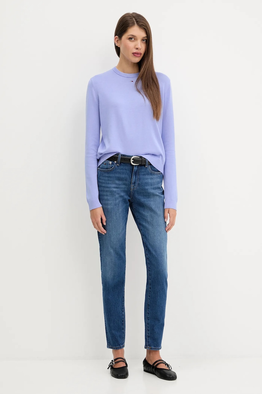 Хлопковый свитер Tommy Jeans цвет чёрный лёгкий DW0DW20159 Хлопковый свитер Tommy Jeans цвет чёрный лёгкий DW0DW20159