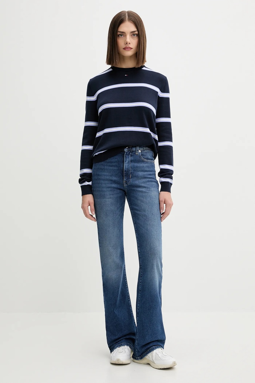 Хлопковый свитер Tommy Jeans цвет чёрный лёгкий DW0DW20159 Хлопковый свитер Tommy Jeans цвет чёрный лёгкий DW0DW20159