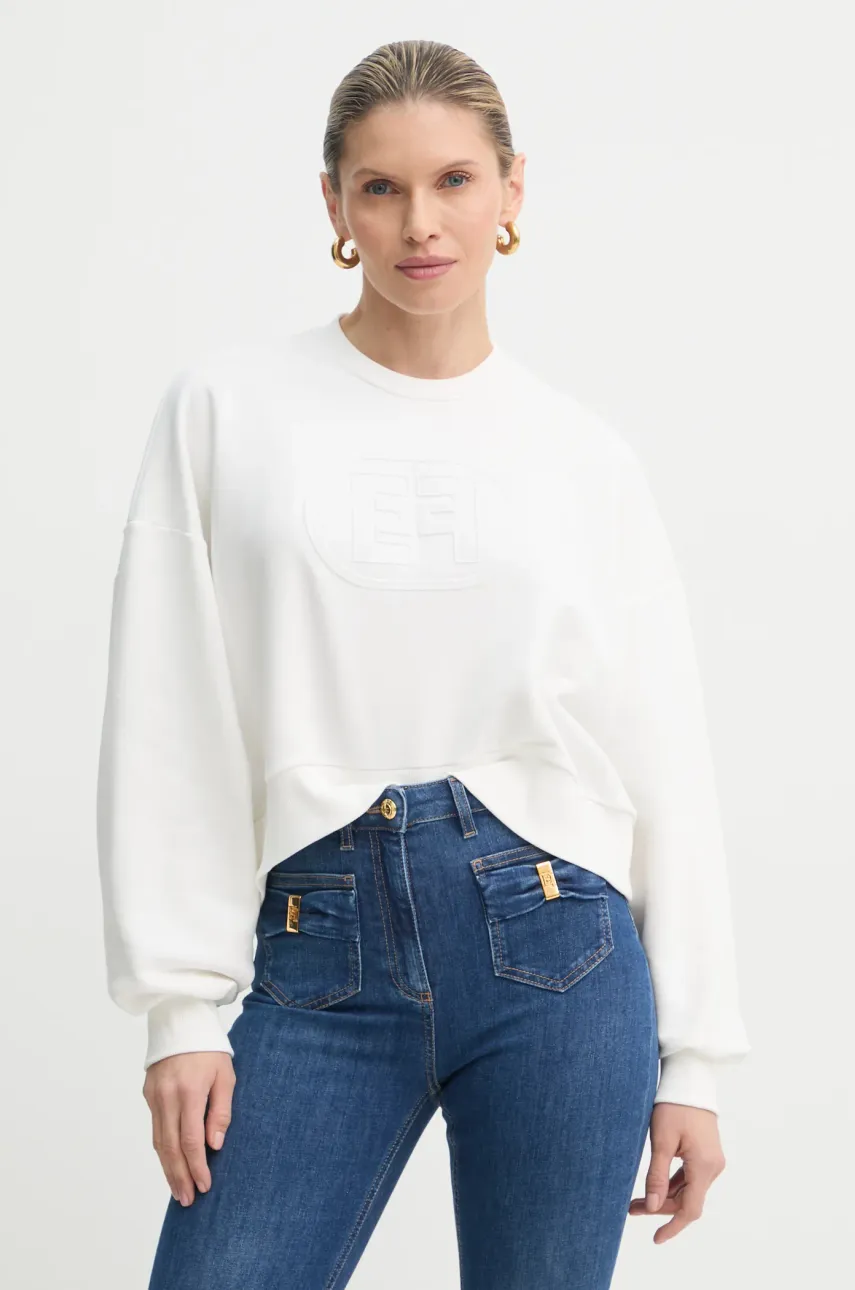 Elisabetta Franchi bluza femei, culoarea bej, cu imprimeu, MD00551E2