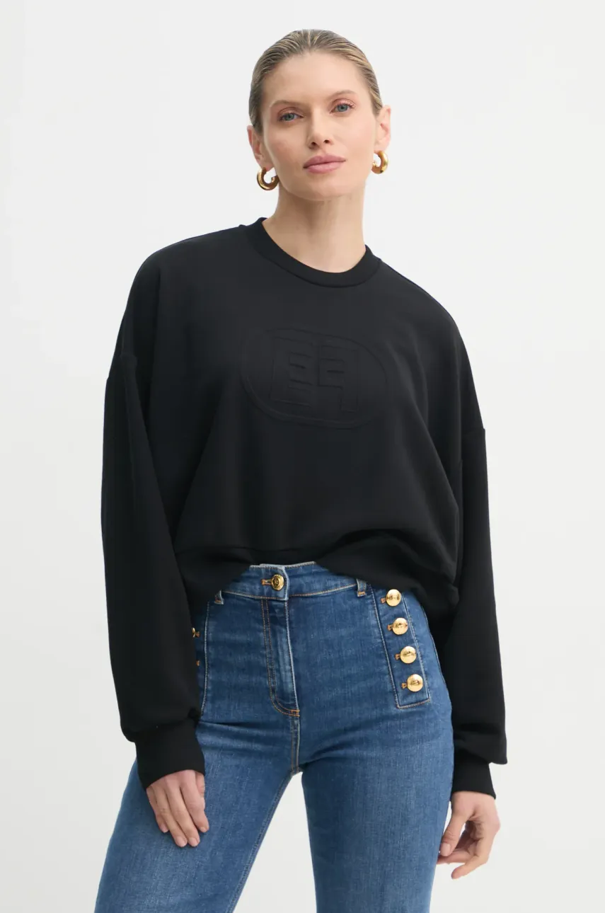 Mikina Elisabetta Franchi dámská, černá barva, s aplikací, MD00551E2