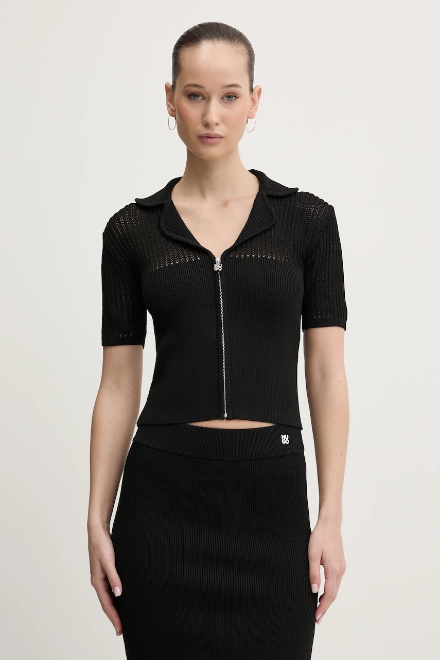 HUGO cardigan femei, culoarea negru, 50532170