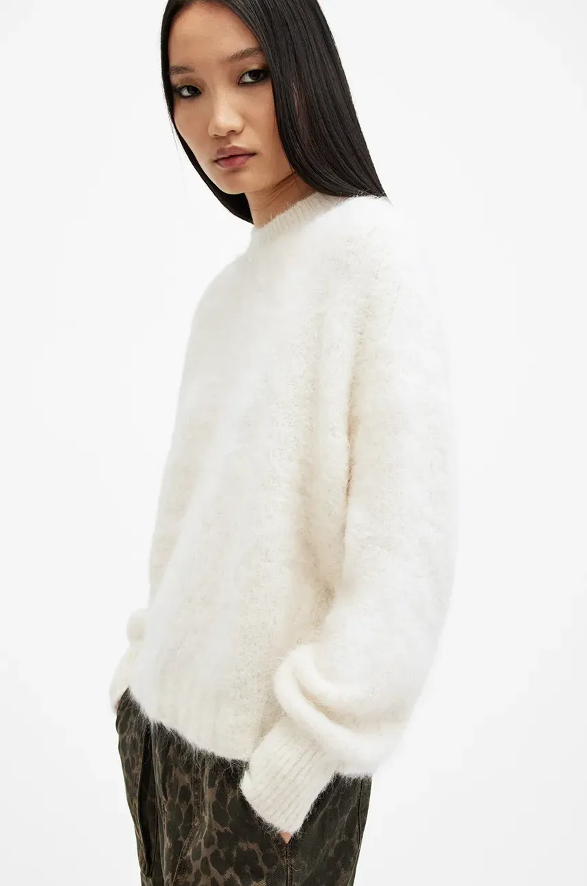 Шерстяной свитер AllSaints VORTEX JUMPER женский цвет белый тёплый W032KB Шерстяной свитер AllSaints VORTEX JUMPER женский цвет белый тёплый W032KB