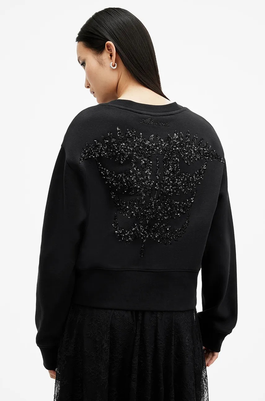 Бавовняна кофта AllSaints FERN EMB жіночі колір чорний з аплікацією W125JB 