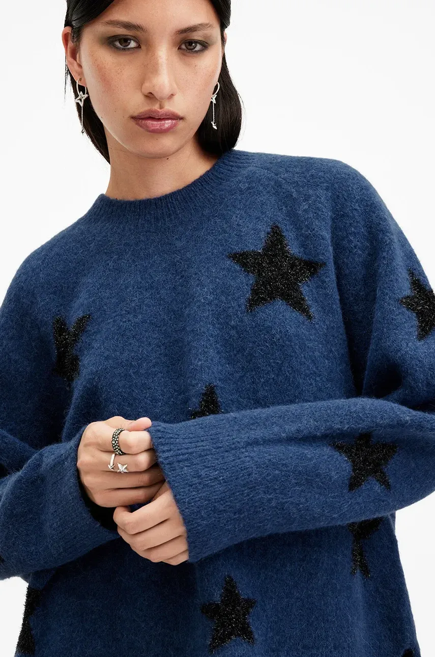 Шерстяной свитер AllSaints STARLET женский цвет синий W136KB Шерстяной свитер AllSaints STARLET женский цвет синий W136KB