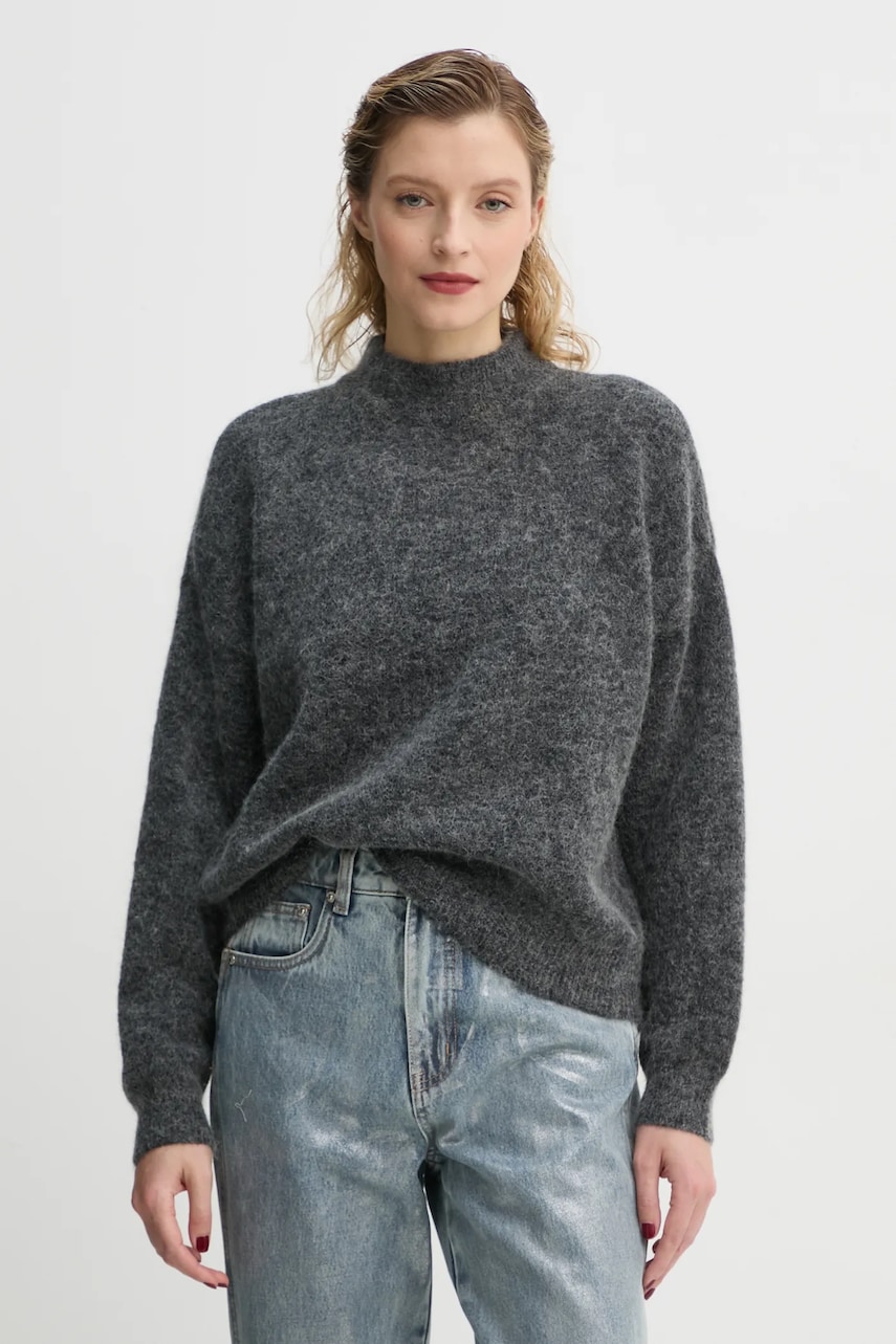 Gestuz pulover de lana femei, culoarea gri, 10909448 Gestuz pulover de lana femei, culoarea gri, 10909448