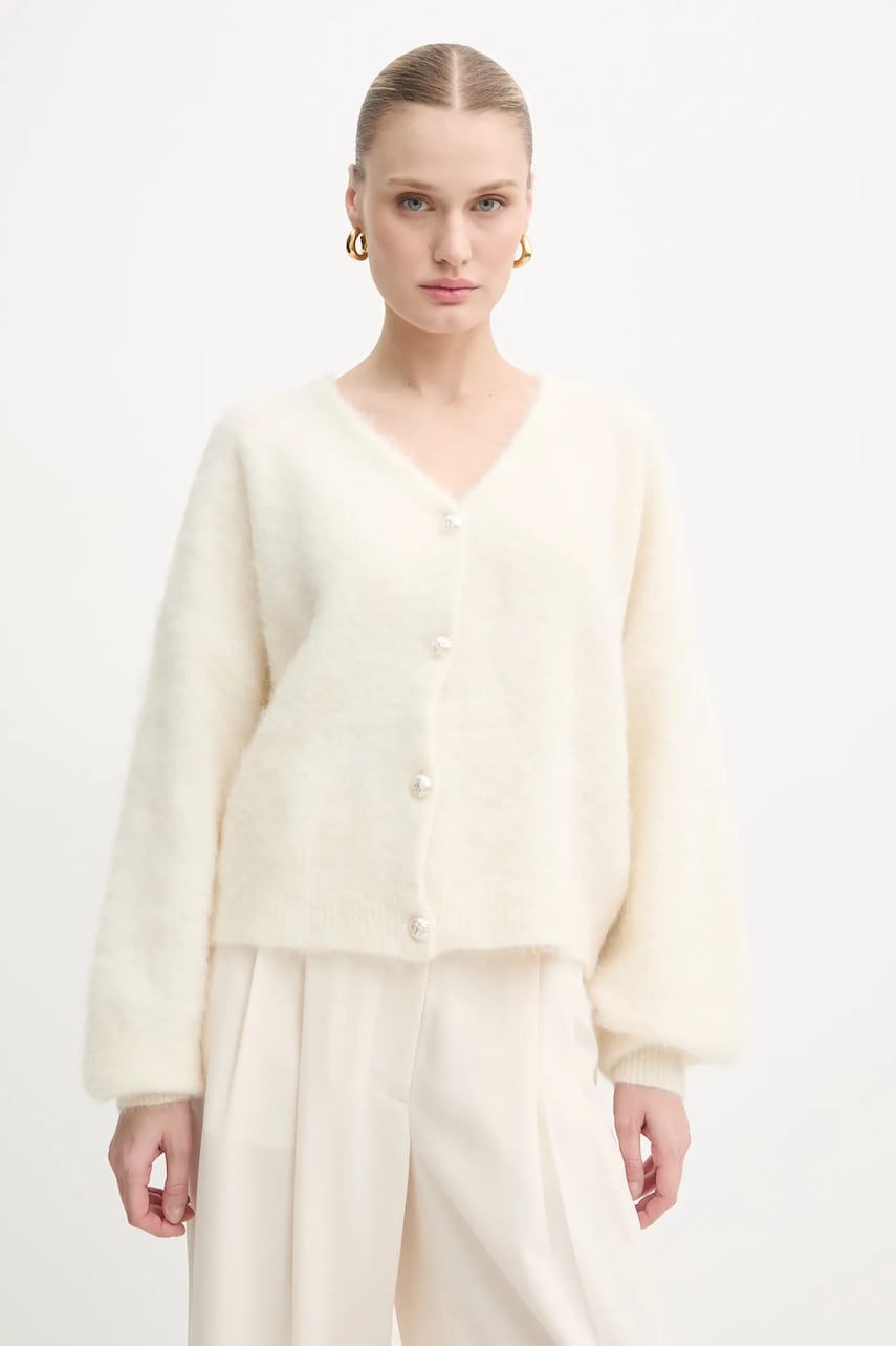 Gestuz cardigan din lână culoarea bej, călduros, 10909581 Gestuz cardigan din lână culoarea bej, călduros, 10909581