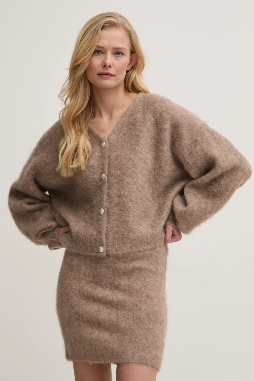 Gestuz cardigan din lână culoarea bej, călduros, 10909581 Gestuz cardigan din lână culoarea bej, călduros, 10909581
