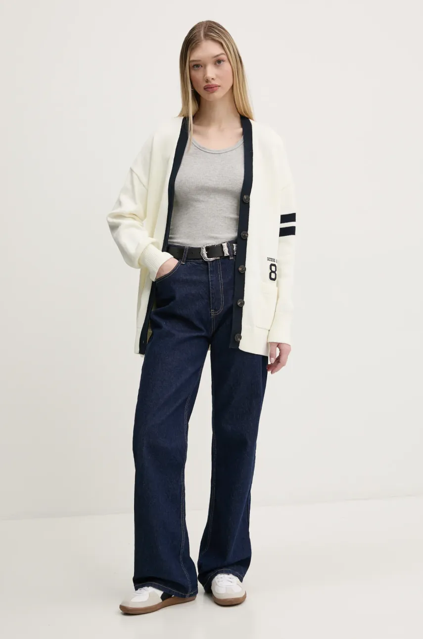 Бавовняний кардиган Guess Jeans жіночий колір бежевий W5RR49 Z3HM1