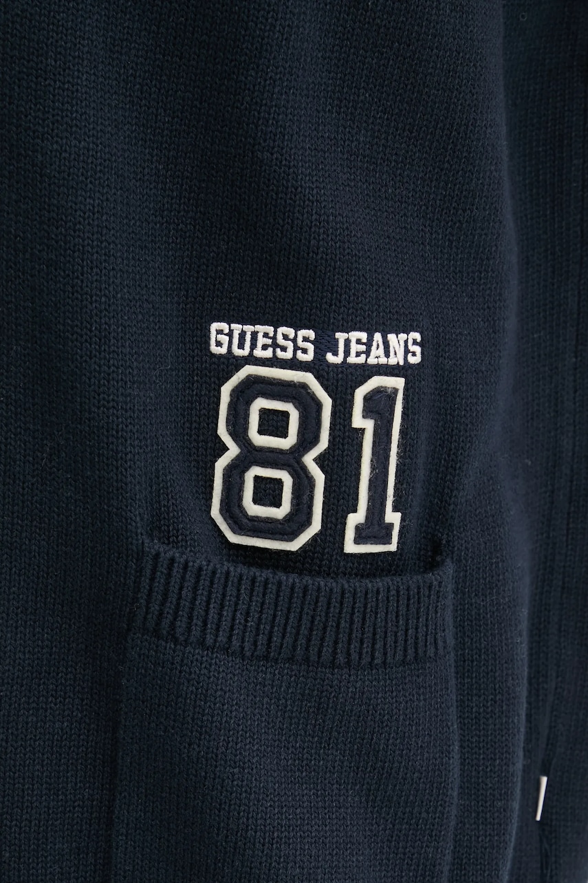 Бавовняний кардиган Guess Jeans жіночий колір синій W5RR49 Z3HM1 