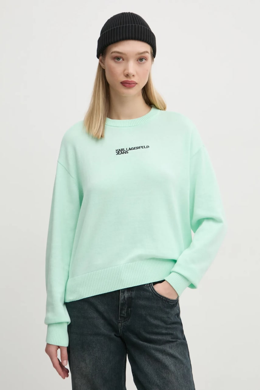 Karl Lagerfeld Jeans pulover femei, culoarea verde, light, A1W18044 Karl Lagerfeld Jeans pulover femei, culoarea verde, light, A1W18044