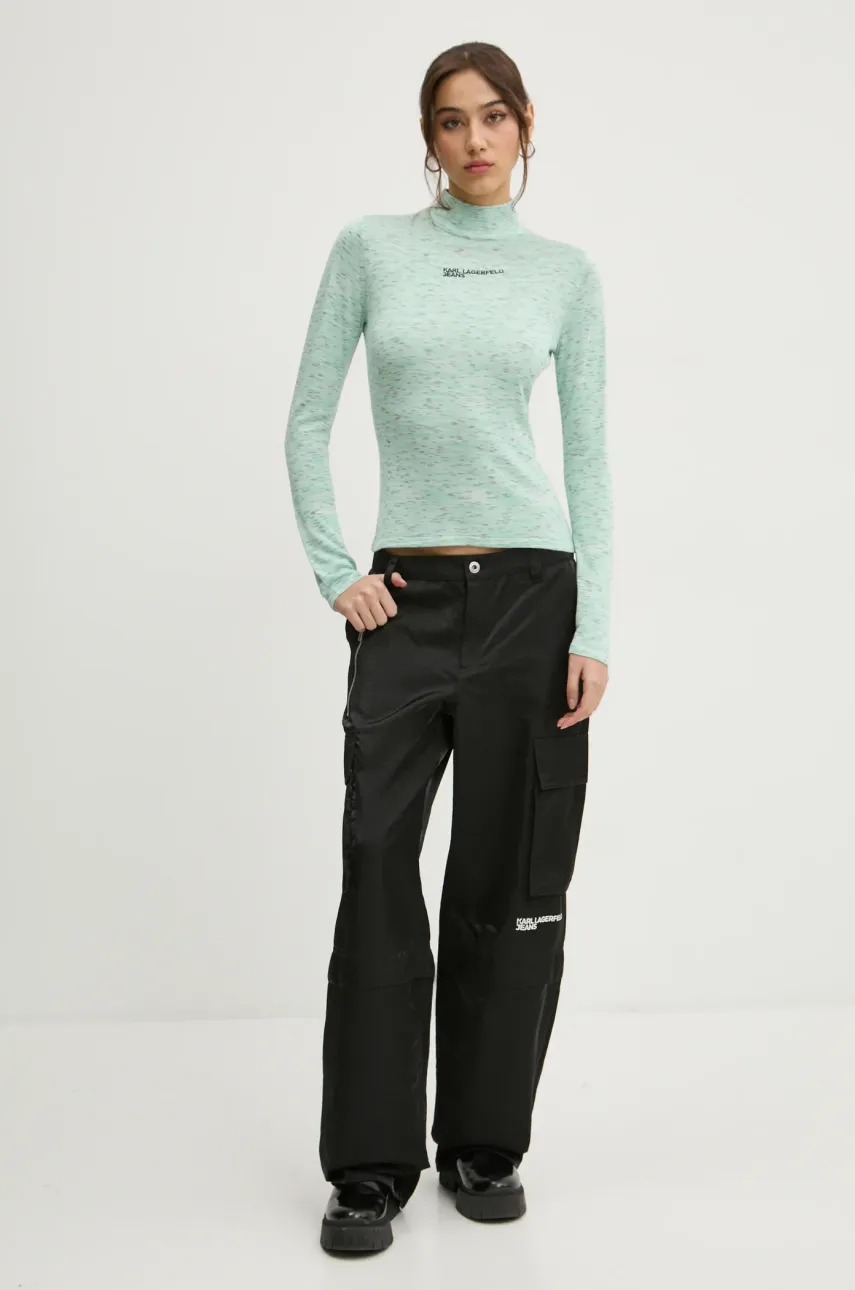Свитер Karl Lagerfeld Jeans женский цвет зелёный лёгкий с полугольфом A1W18025 Свитер Karl Lagerfeld Jeans женский цвет зелёный лёгкий с полугольфом A1W18025