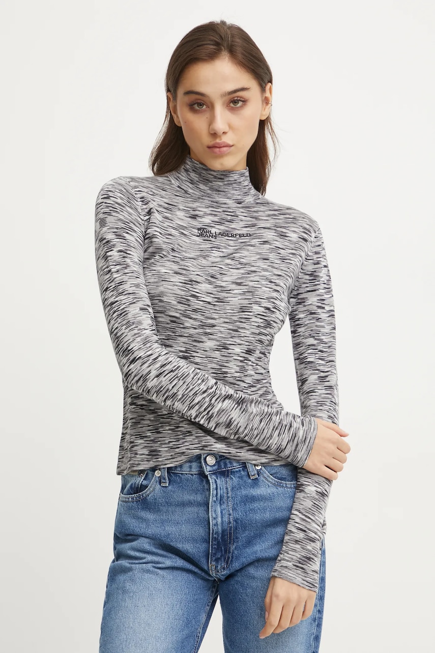 Karl Lagerfeld Jeans pulover femei, culoarea gri, light, cu turtleneck, A1W18025 Karl Lagerfeld Jeans pulover femei, culoarea gri, light, cu turtleneck, A1W18025