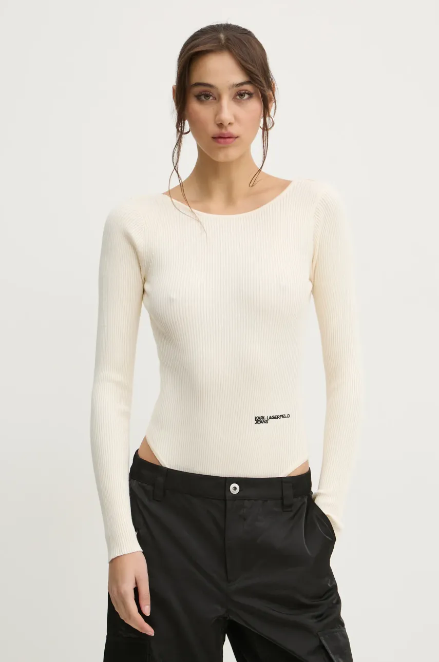 Боди Karl Lagerfeld Jeans женское цвет бежевый лёгкое A1W18024 Боди Karl Lagerfeld Jeans женское цвет бежевый лёгкое A1W18024