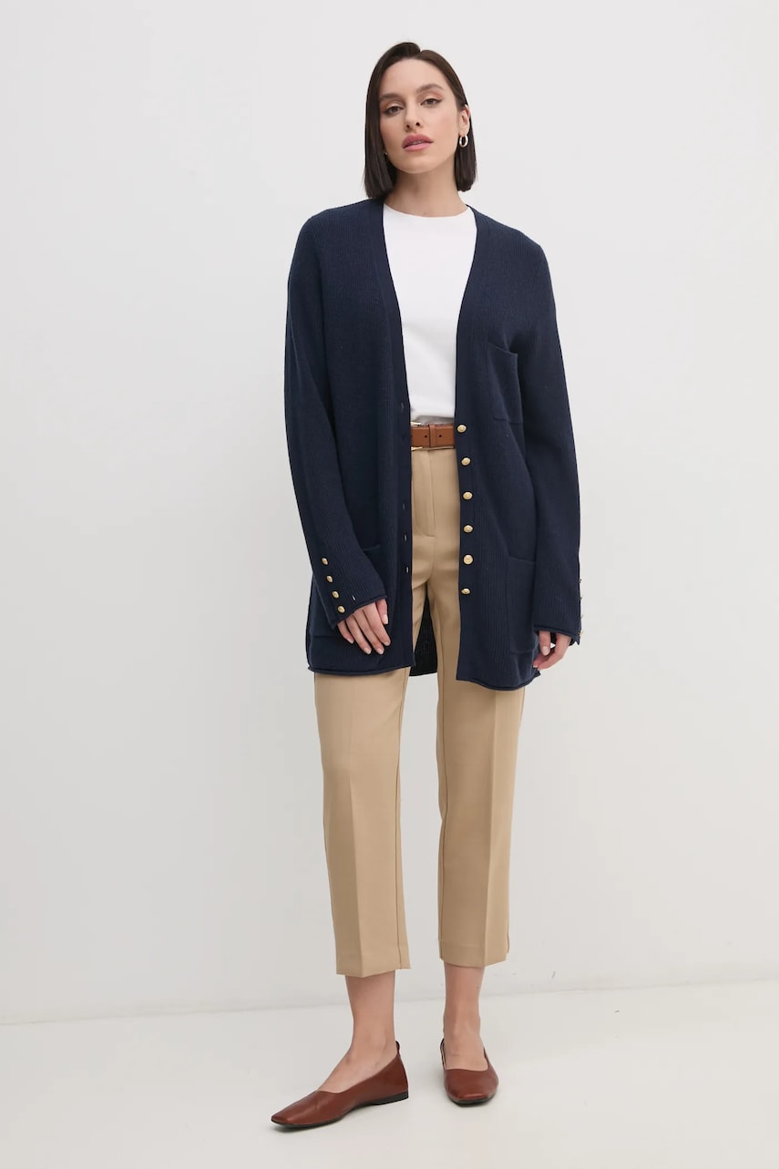 Шерстяной кардиган Tommy Hilfiger цвет синий WW0WW43962 Шерстяной кардиган Tommy Hilfiger цвет синий WW0WW43962