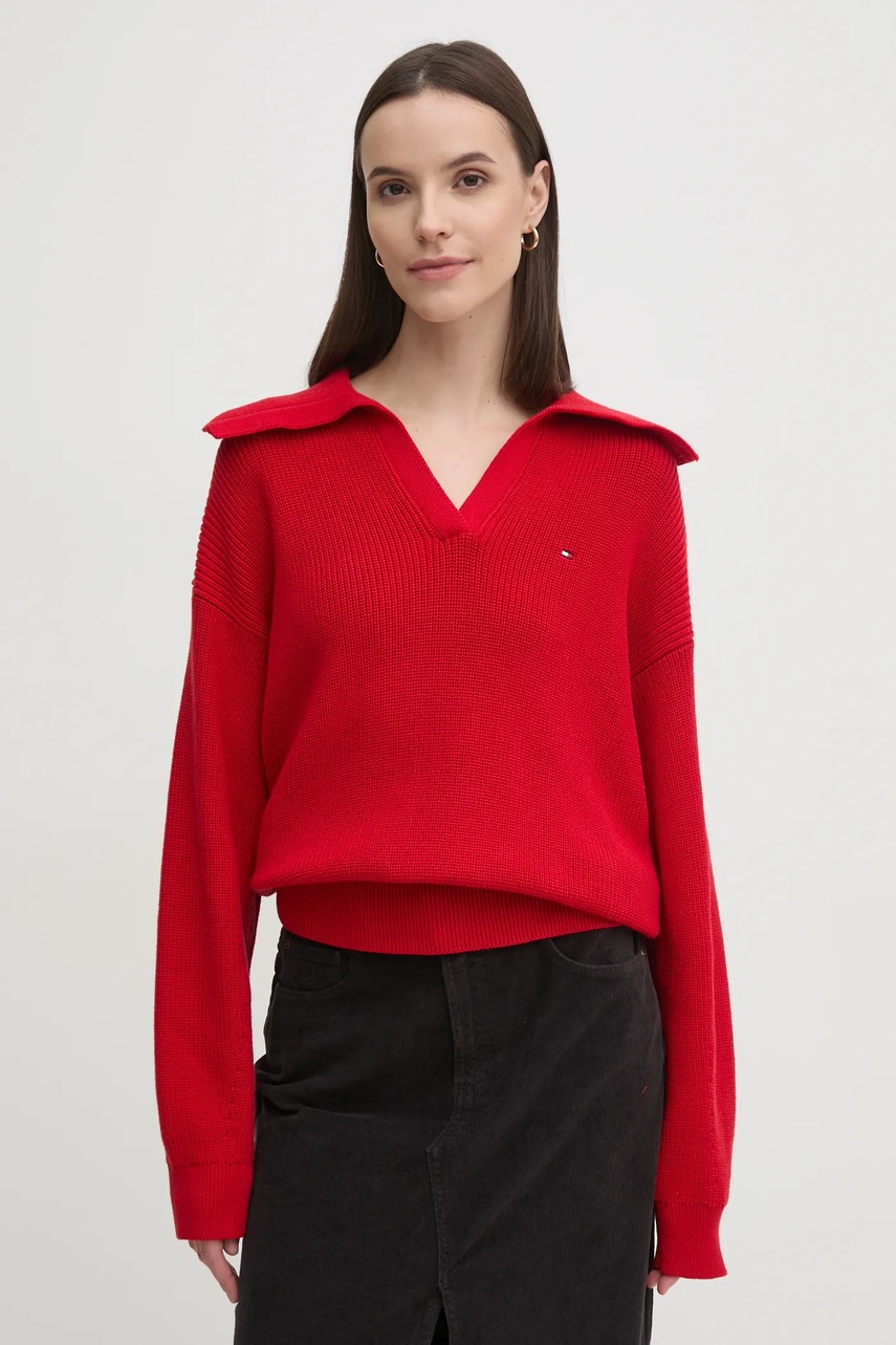 

Пуловер Tommy Hilfiger дамски в червено WW0WW44451, Червен