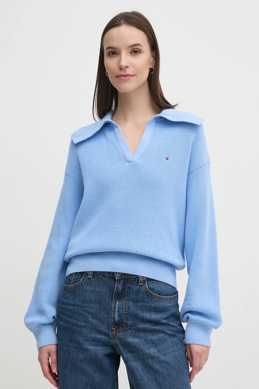 Svetr Tommy Hilfiger dámský, modrá barva, WW0WW44451