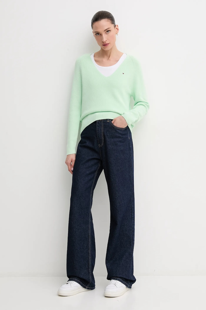 Хлопковый свитер Tommy Hilfiger цвет зелёный WW0WW44452 Хлопковый свитер Tommy Hilfiger цвет зелёный WW0WW44452