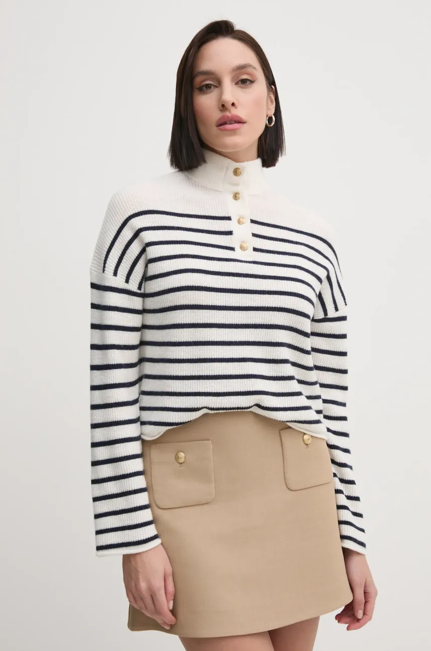 Vlněný svetr Tommy Hilfiger dámský, béžová barva, WW0WW44981