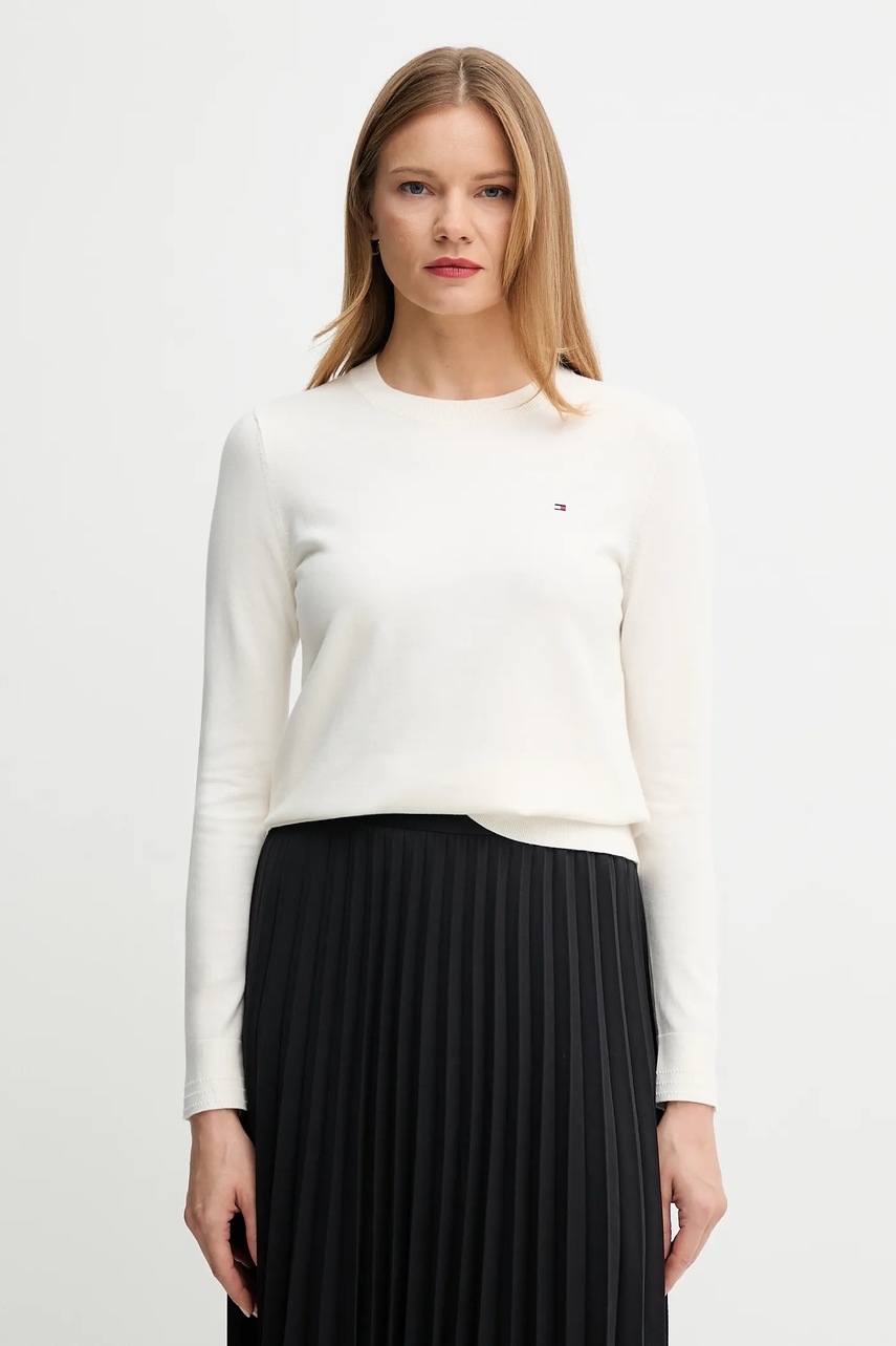 

Пуловер Tommy Hilfiger в тъмносиньо от лека материя WW0WW44984, Бежов