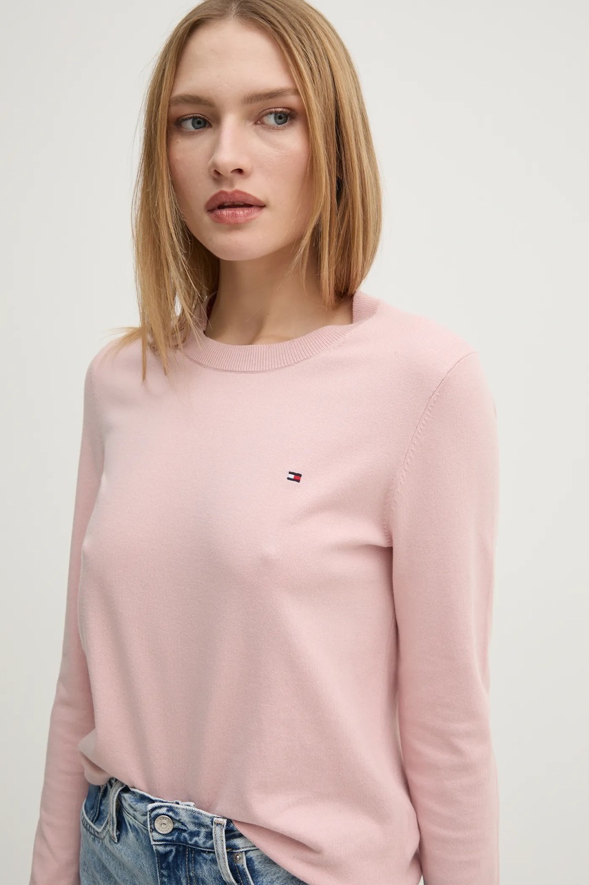 Светр Tommy Hilfiger жіночий колір рожевий легкий WW0WW44984 