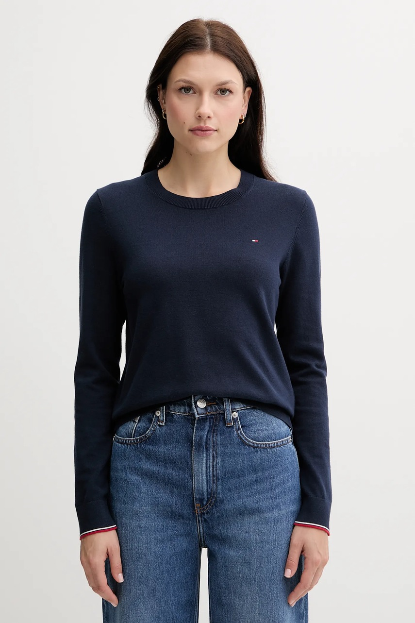

Пуловер Tommy Hilfiger в тъмносиньо от лека материя WW0WW44984, Тъмносин