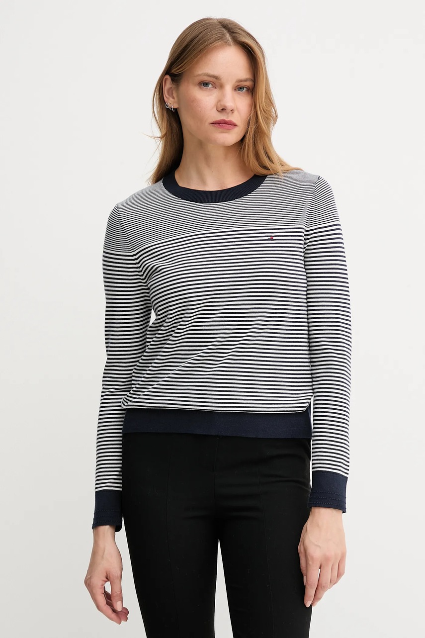 

Пуловер Tommy Hilfiger в тъмносиньо от лека материя WW0WW44984, Тъмносин