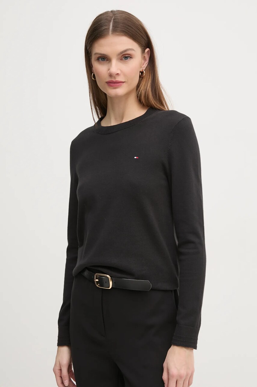 

Пуловер Tommy Hilfiger дамски в черно от лека материя WW0WW44984, Черен