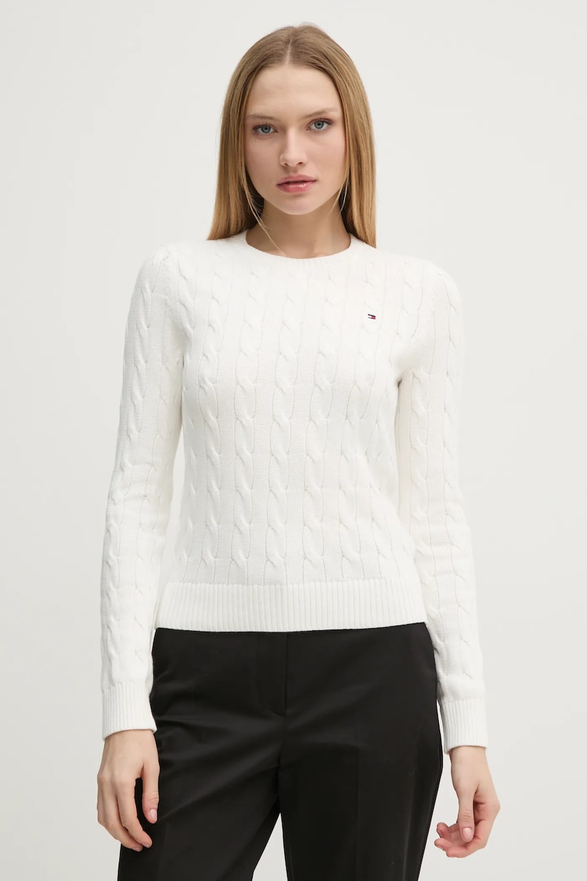 Levně Bavlněný svetr Tommy Hilfiger béžová barva, lehký, WW0WW45207