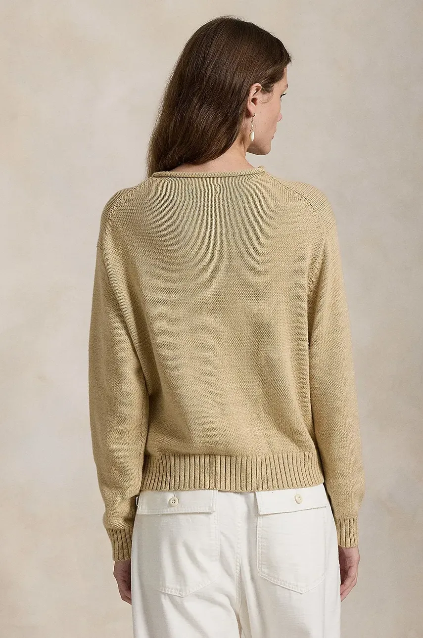 Хлопковый свитер Polo Ralph Lauren женский цвет бежевый 211959272 Хлопковый свитер Polo Ralph Lauren женский цвет бежевый 211959272
