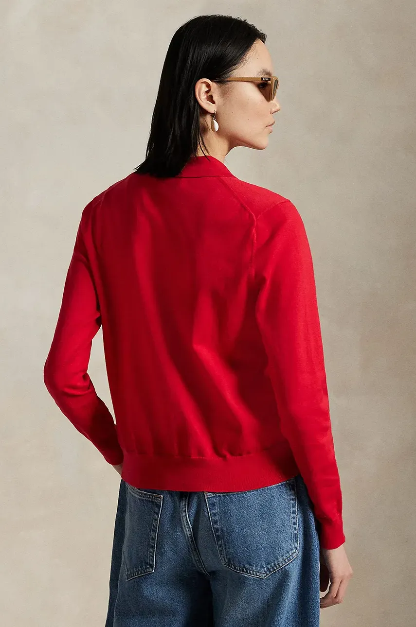 Хлопковый кардиган Polo Ralph Lauren женский цвет красный лёгкий 211959285 Хлопковый кардиган Polo Ralph Lauren женский цвет красный лёгкий 211959285