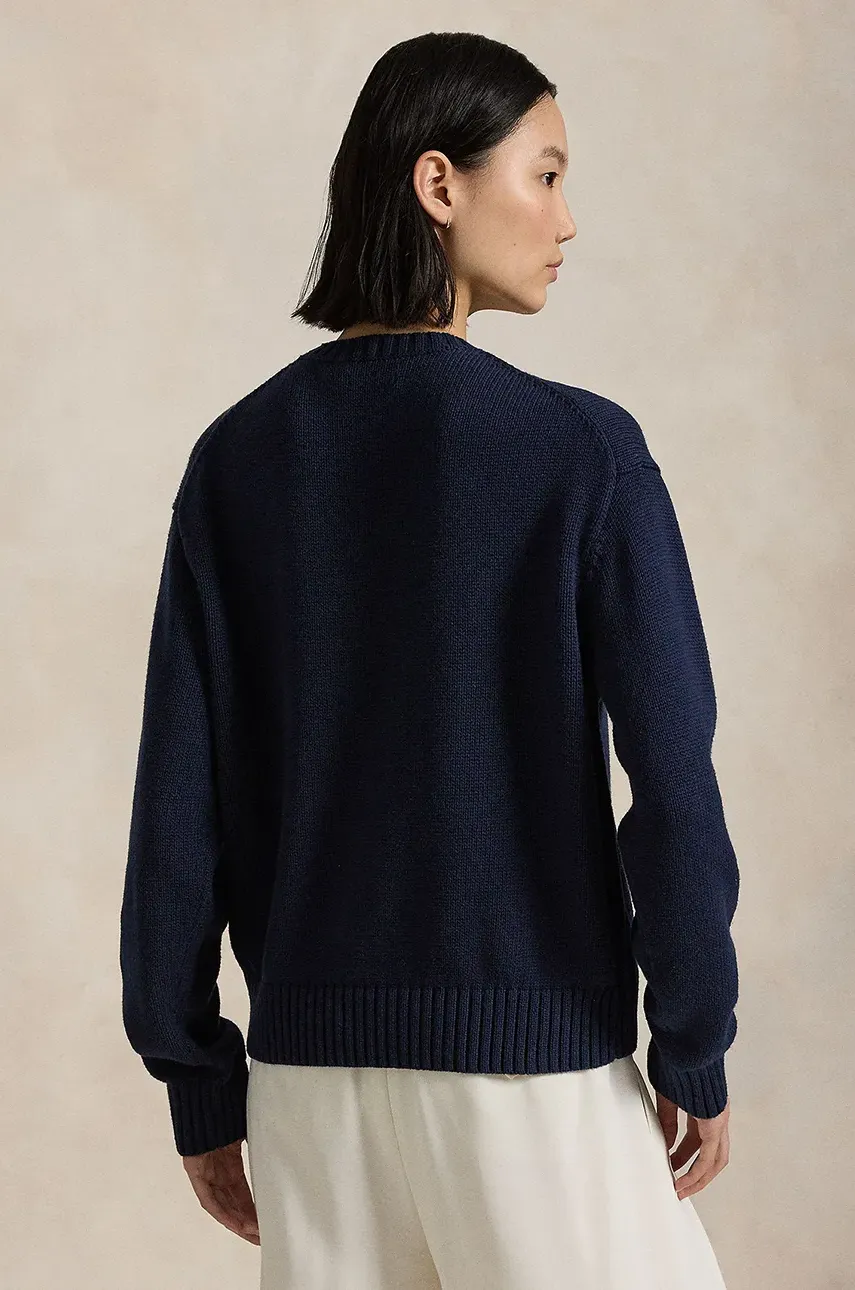 Хлопковый свитер Polo Ralph Lauren женский цвет синий 211959288 Хлопковый свитер Polo Ralph Lauren женский цвет синий 211959288