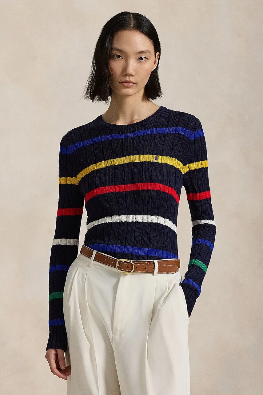 Levně Bavlněný svetr Polo Ralph Lauren dámský, tmavomodrá barva, 211960015