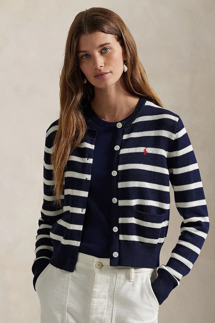 Levně Bavlněný kardigan Polo Ralph Lauren tmavomodrá barva, 211959297