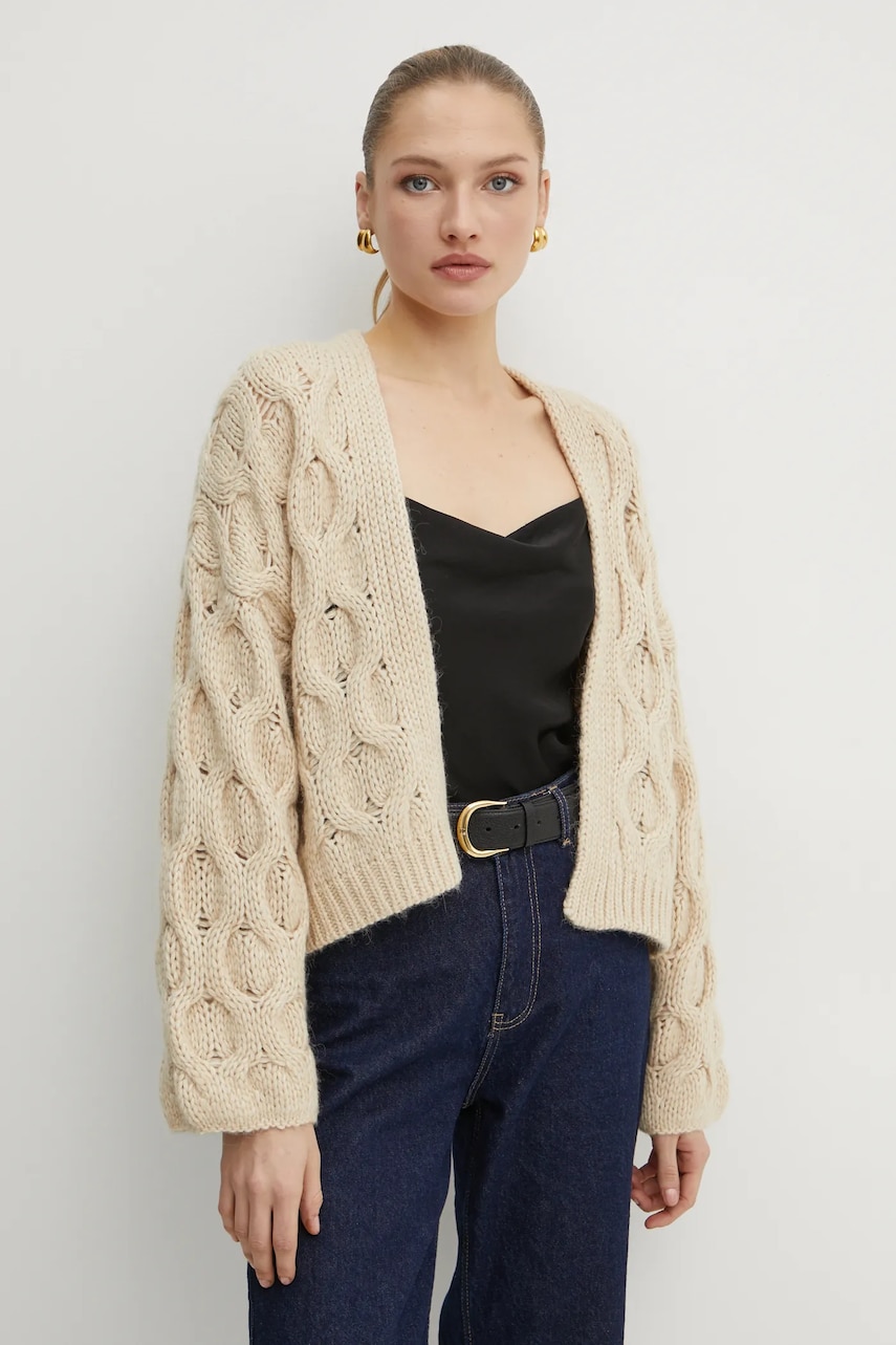 Boss Orange cardigan din amestec de lana culoarea bej, călduros, 50531293 Boss Orange cardigan din amestec de lana culoarea bej, călduros, 50531293