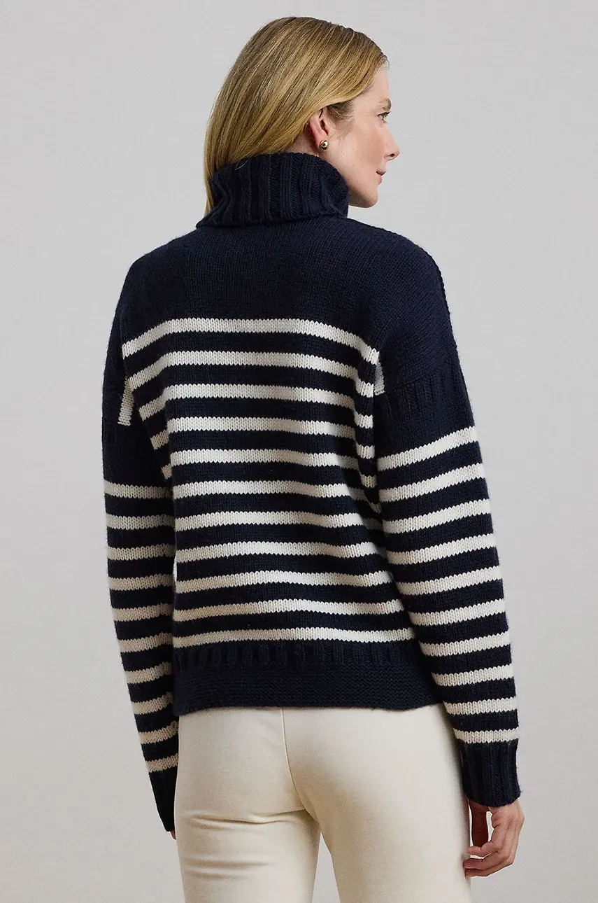 Шерстяной свитер Lauren Ralph Lauren женский цвет синий тёплый с гольфом 200957456 Шерстяной свитер Lauren Ralph Lauren женский цвет синий тёплый с гольфом 200957456