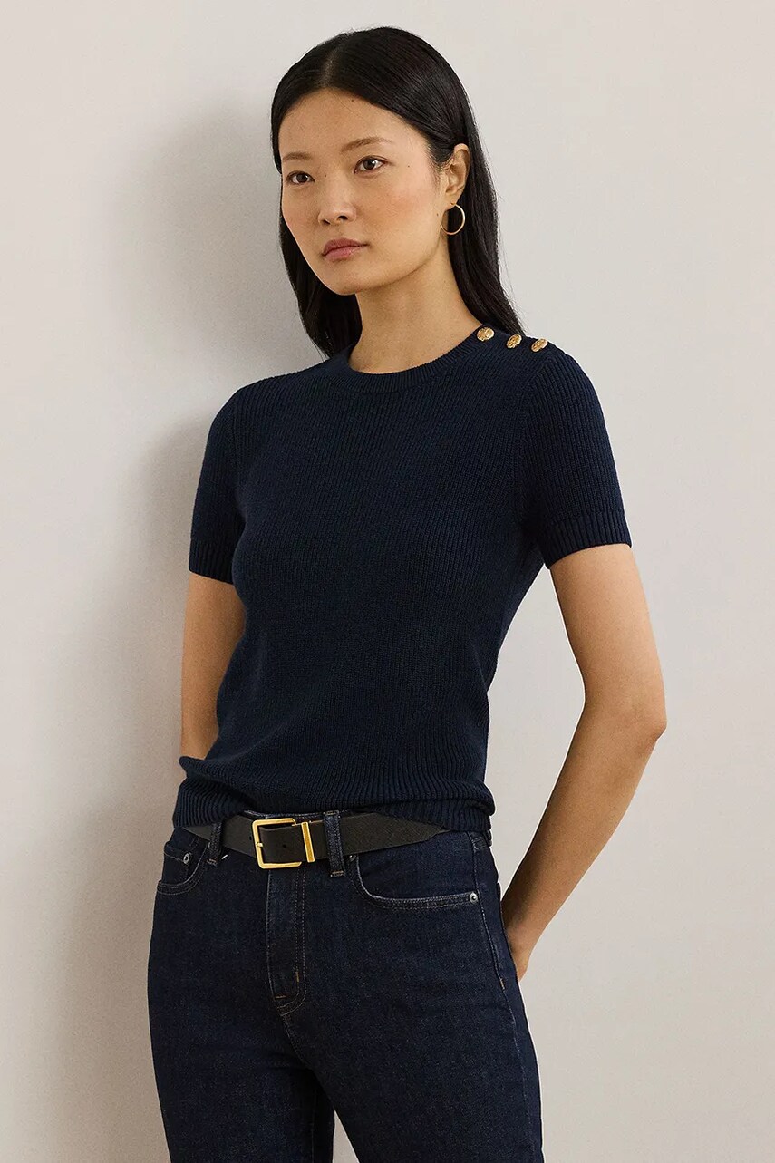 Levně Bavlněný svetr Lauren Ralph Lauren tmavomodrá barva, 200957474