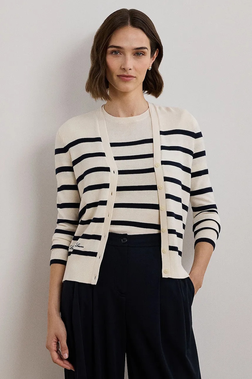 Levně Kardigan Lauren Ralph Lauren dámský, béžová barva, 200957476