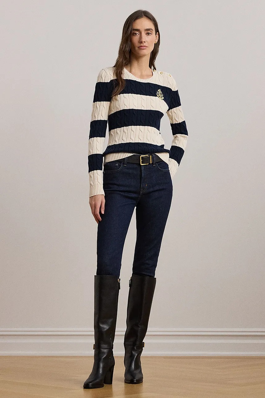 Бавовняний светр Lauren Ralph Lauren колір бежевий  200957480 