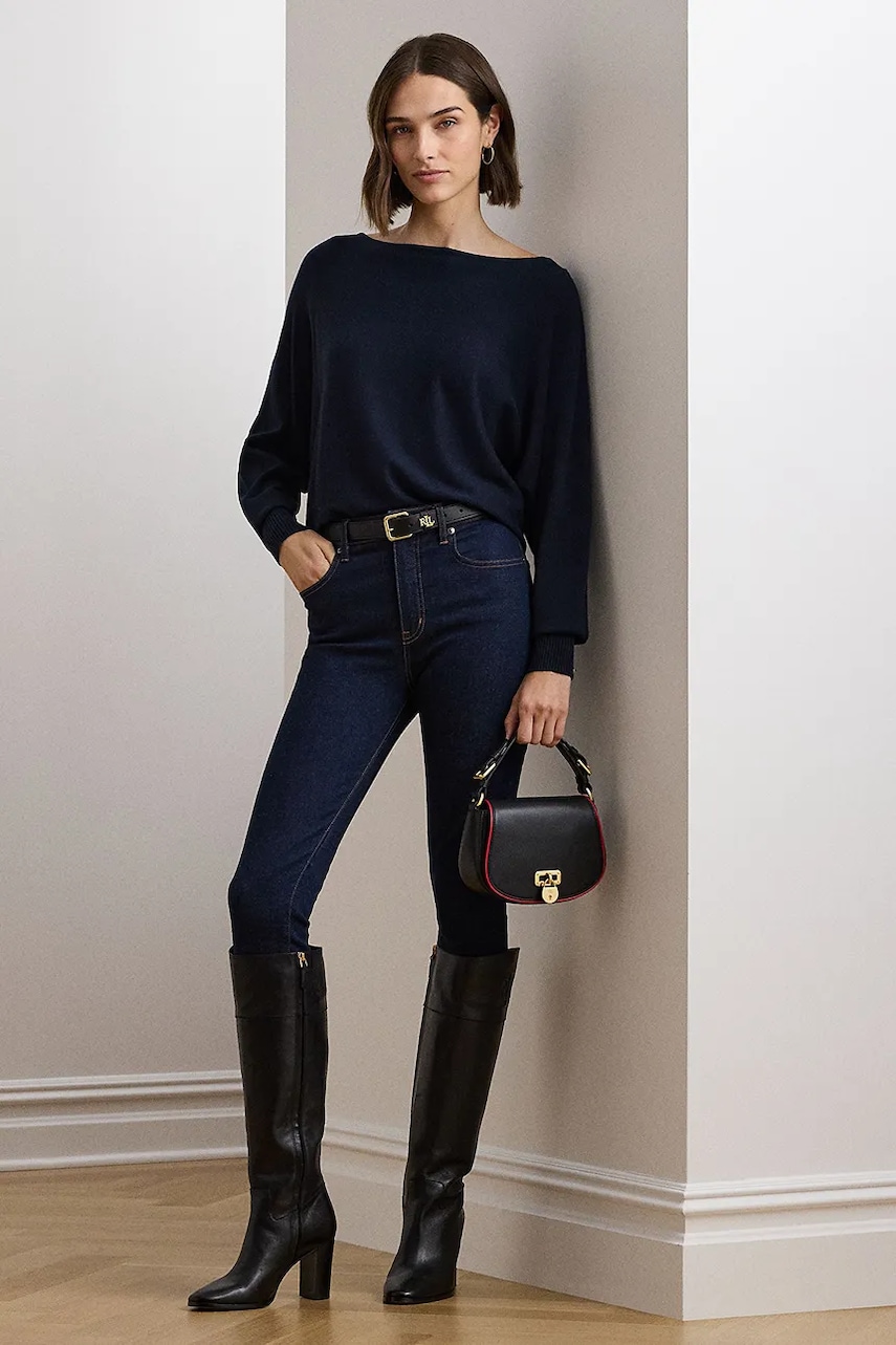 Thrifted navy sweater with black jeans