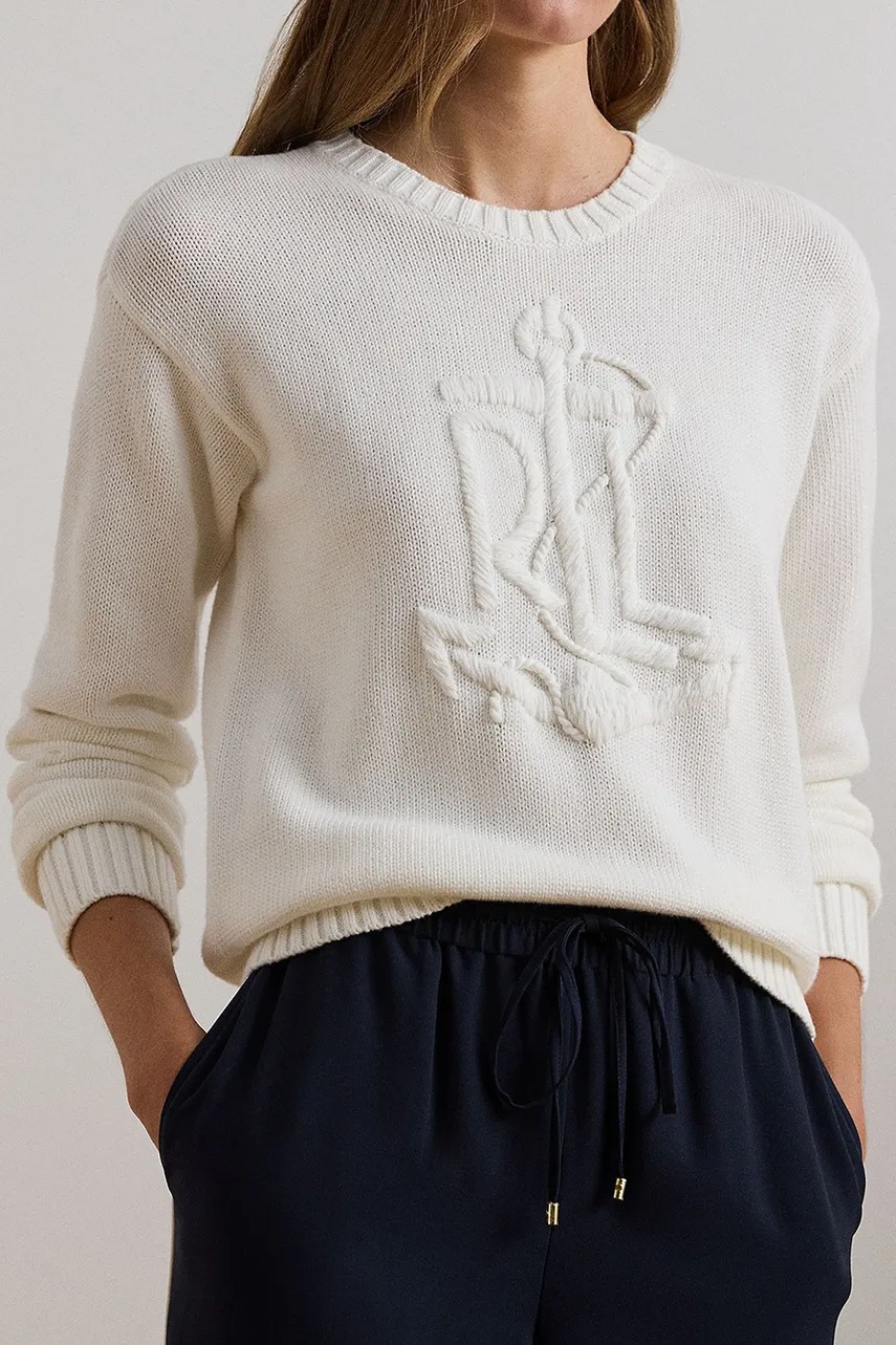 Бавовняний светр Lauren Ralph Lauren колір білий  200957565 