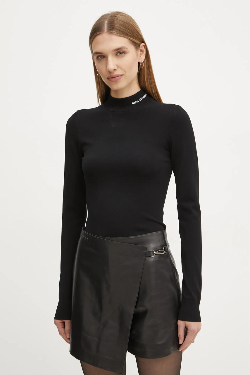 Karl Lagerfeld pulover femei, culoarea negru, light, cu turtleneck, A1W18006 Karl Lagerfeld pulover femei, culoarea negru, light, cu turtleneck, A1W18006