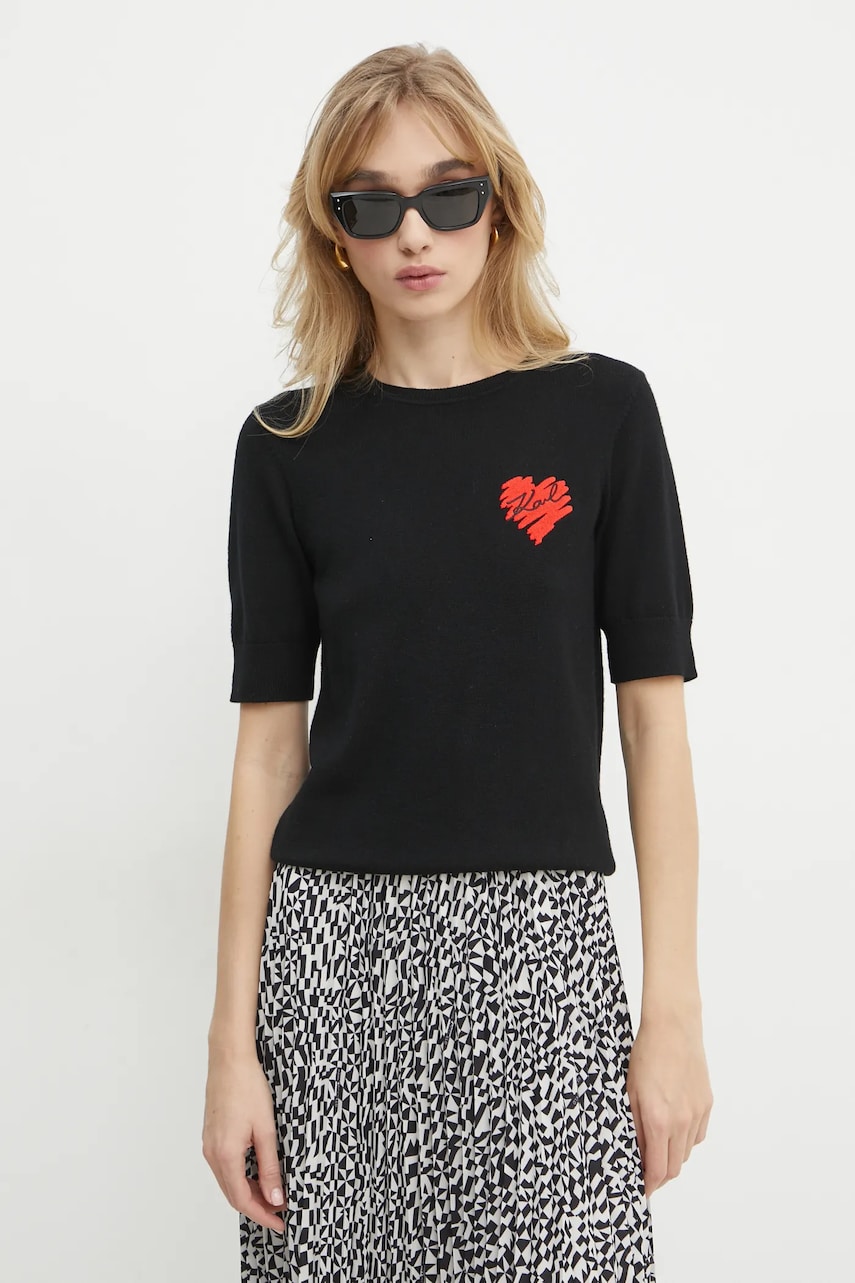 Karl Lagerfeld pulover de lana femei, culoarea negru, light, A1W18036 Karl Lagerfeld pulover de lana femei, culoarea negru, light, A1W18036