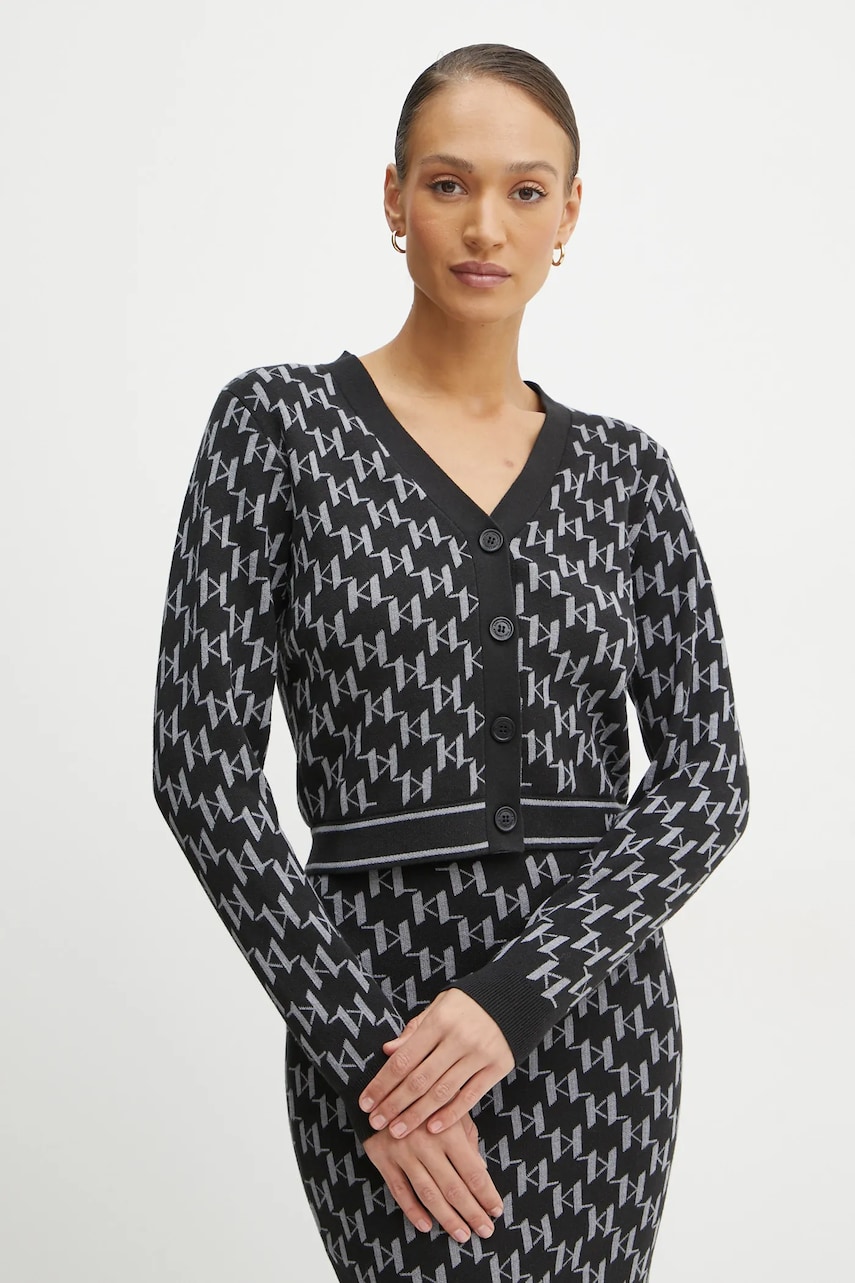 Karl Lagerfeld cardigan femei, culoarea negru, light, A1W18039 Karl Lagerfeld cardigan femei, culoarea negru, light, A1W18039