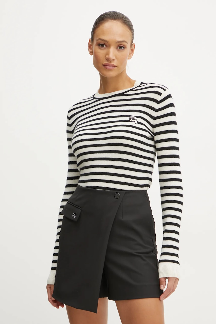 Karl Lagerfeld pulover de lana femei, culoarea bej, light, A1W18054