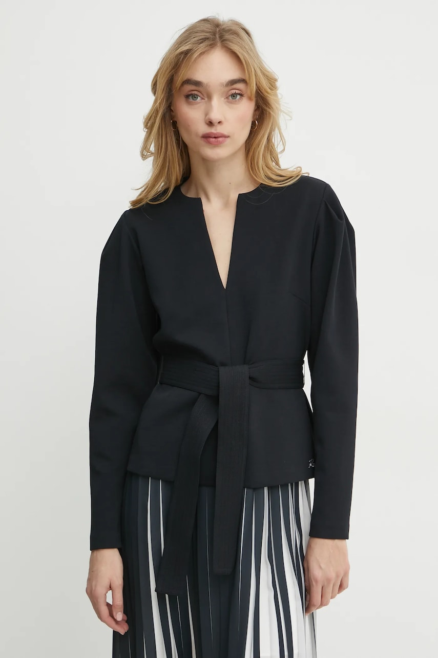 Karl Lagerfeld bluza femei, culoarea negru, uni, A1W20047