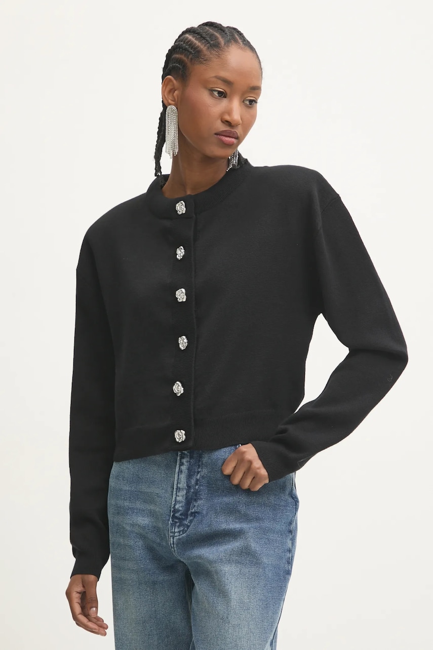 Rotate cardigan din amestec de cașmir culoarea negru, călduros, 114033100