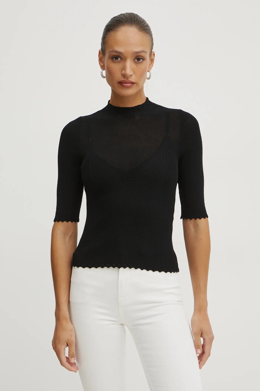Levně Svetr Twinset dámský, černá barva, lehký, 251TP3011