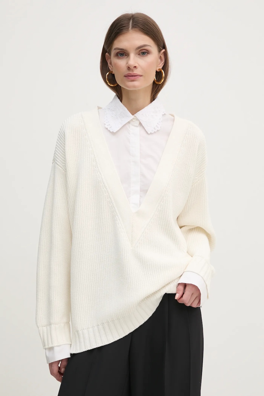 Levně Bavlněný svetr Twinset béžová barva, 251TP3390